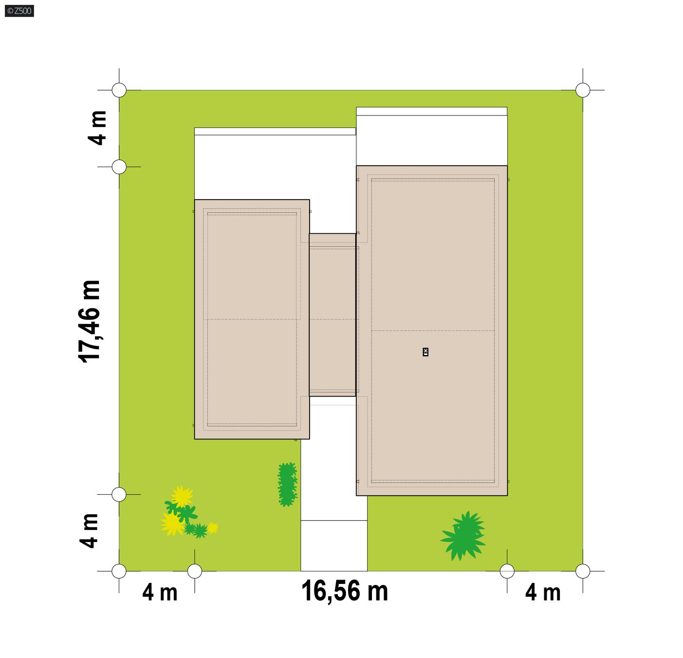Home project  - Nowoczesny parterowy dom, z przestronnym salonem, jadalnią i 4 pokojami + garaż