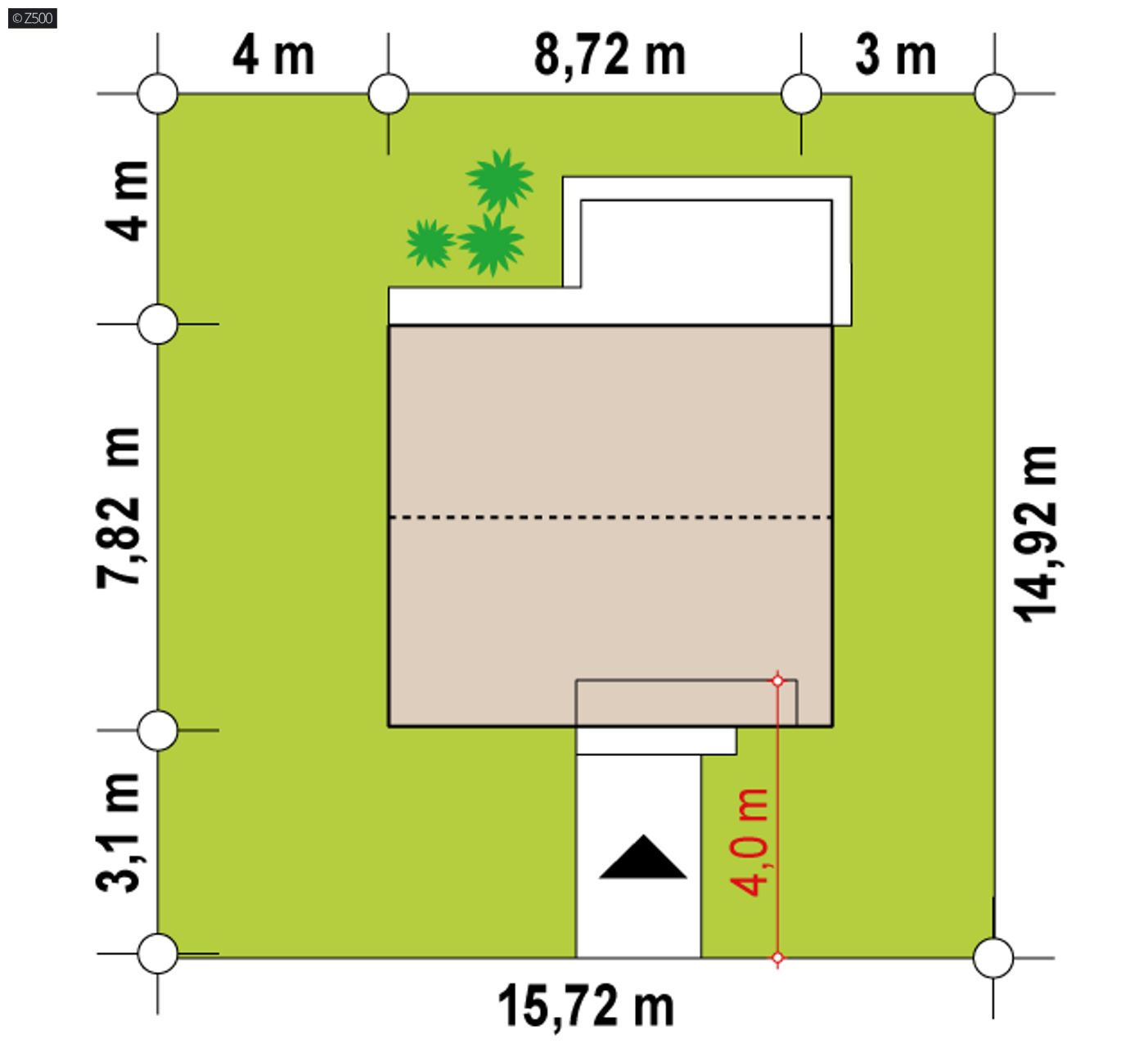 Gotowy projekt domu  - Prosty, mały dom o powierzchni ok 50m2 z dachem 2-spadowym, 2 pokojami i salonem