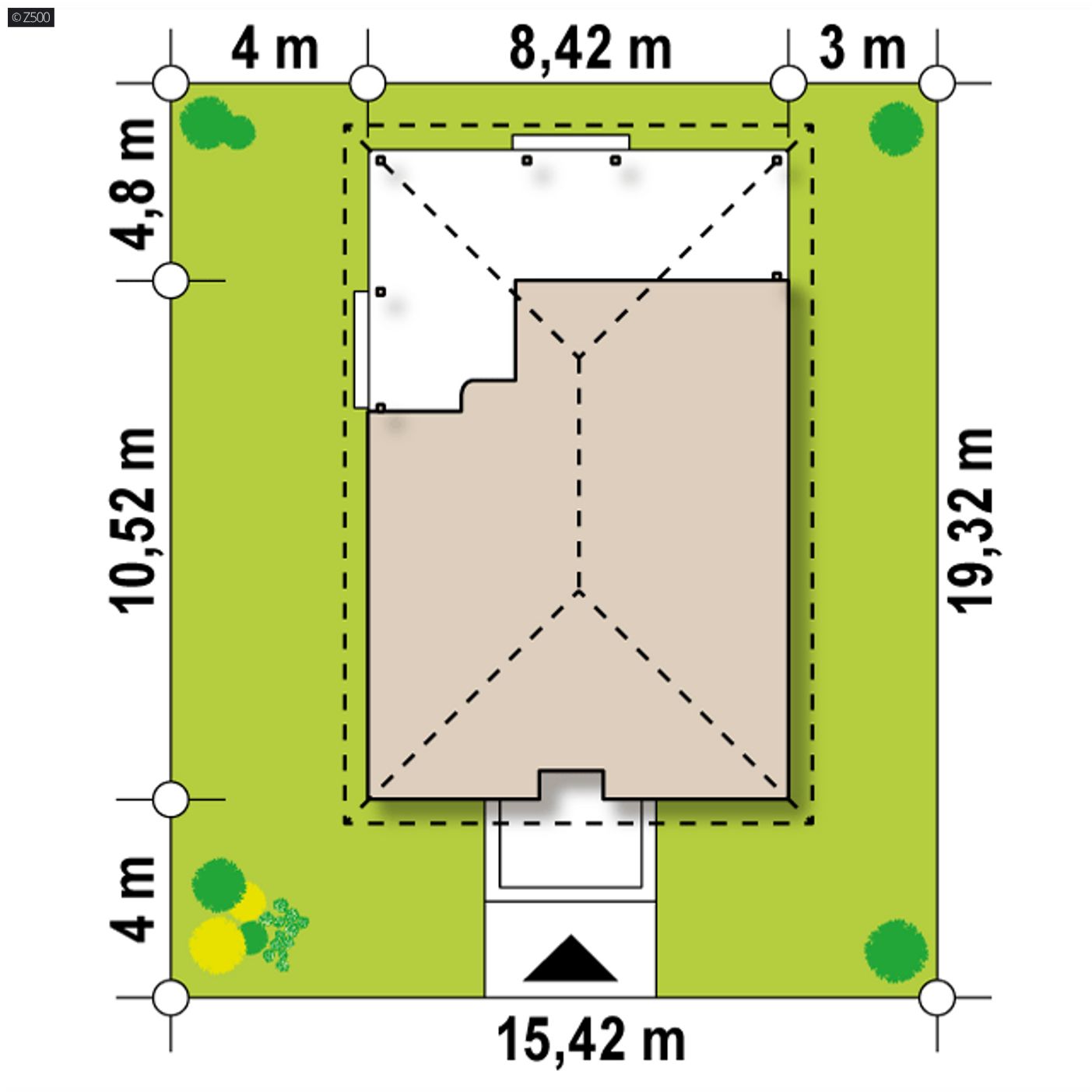 Gotowy projekt domu  - Parterowy dom całoroczny lub letniskowy.