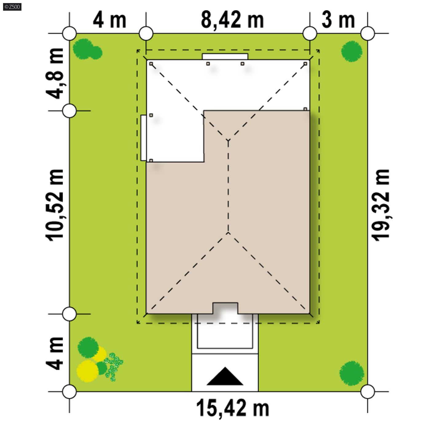 Gotowy projekt domu  - Parterowy dom całoroczny lub letniskowy.