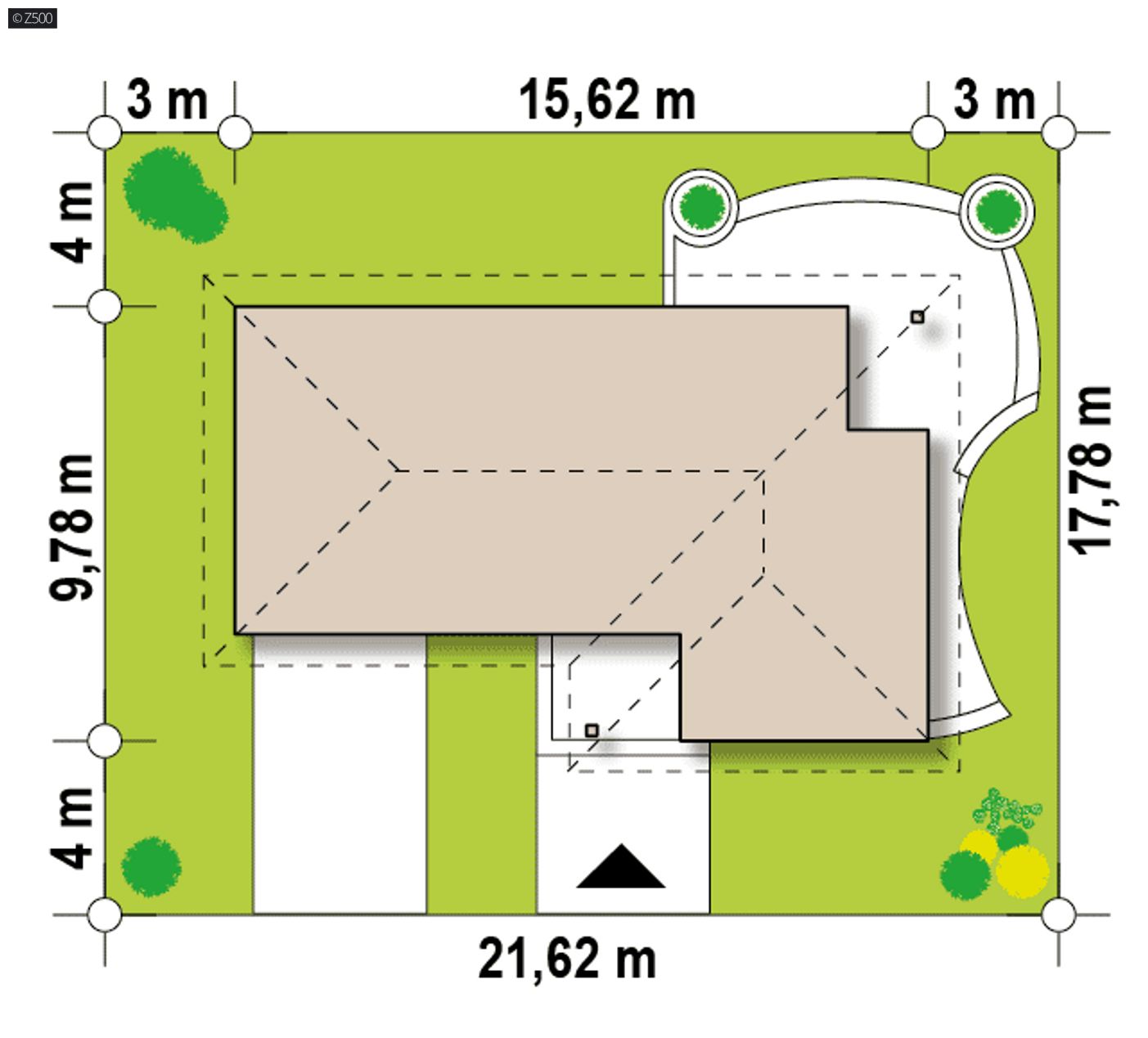 Gotowy projekt domu  - z garażem jednostanowiskowym po lewej stronie