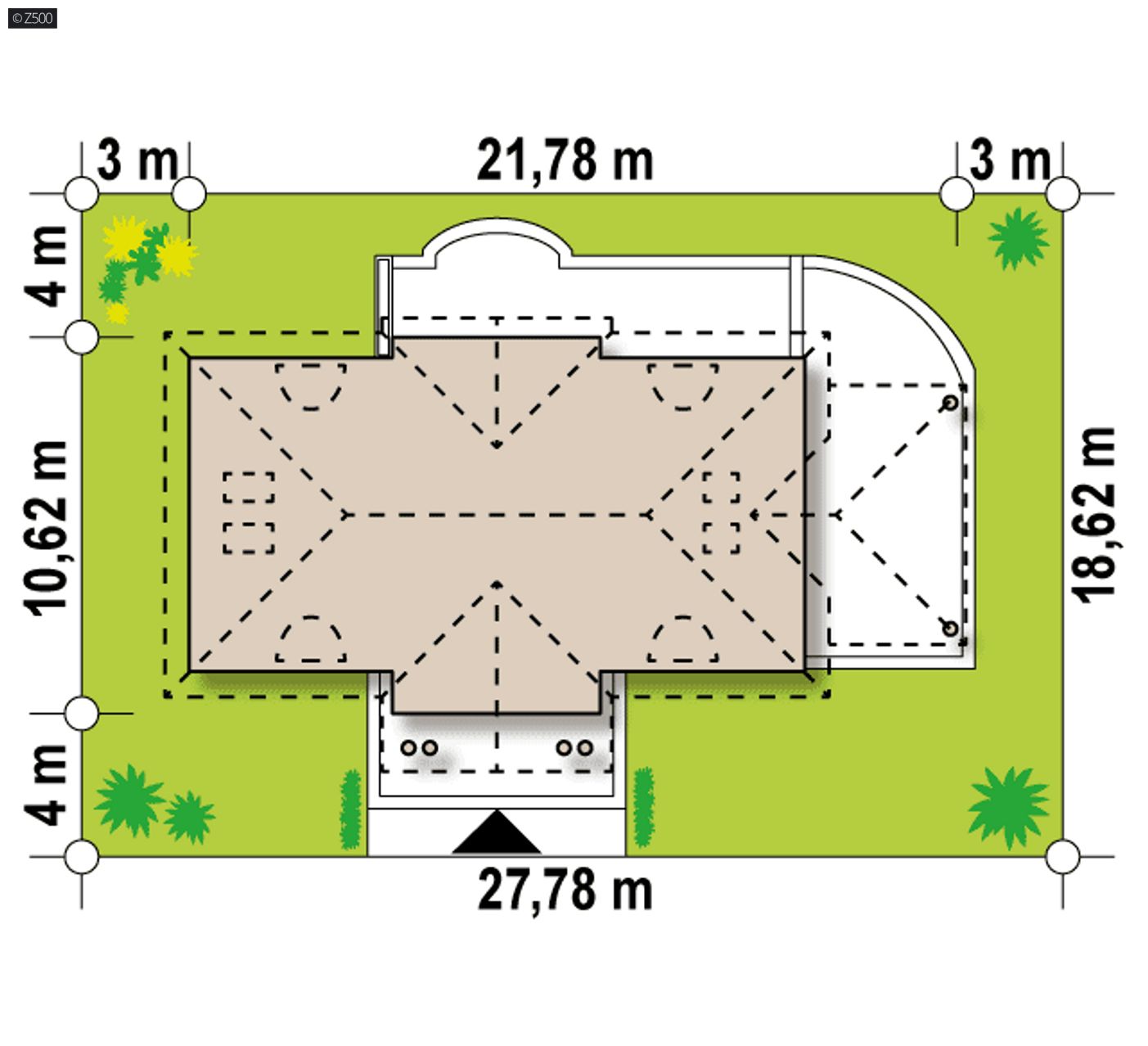Gotowy projekt domu  - Dom tradycyjny z zabudowanym podcieniem oraz zadaszonym tarasem