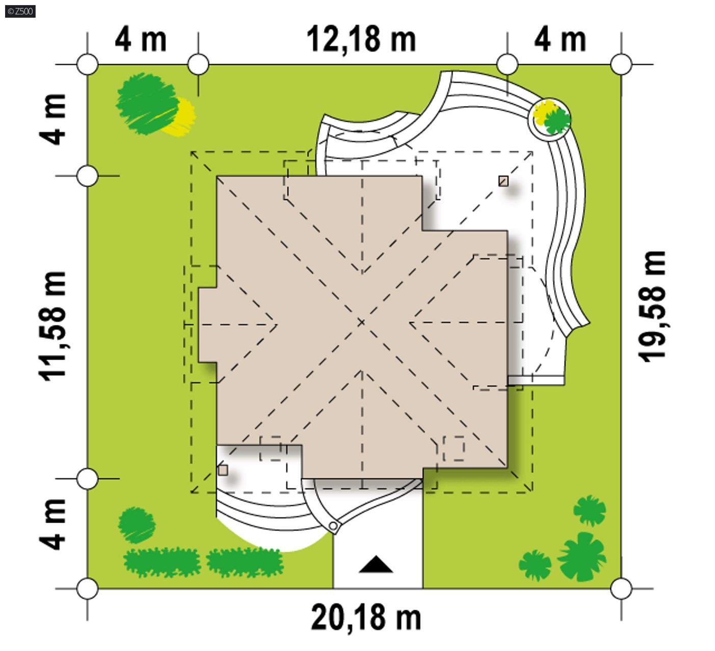 Gotowy projekt domu  - z powiększoną klatką schodową,