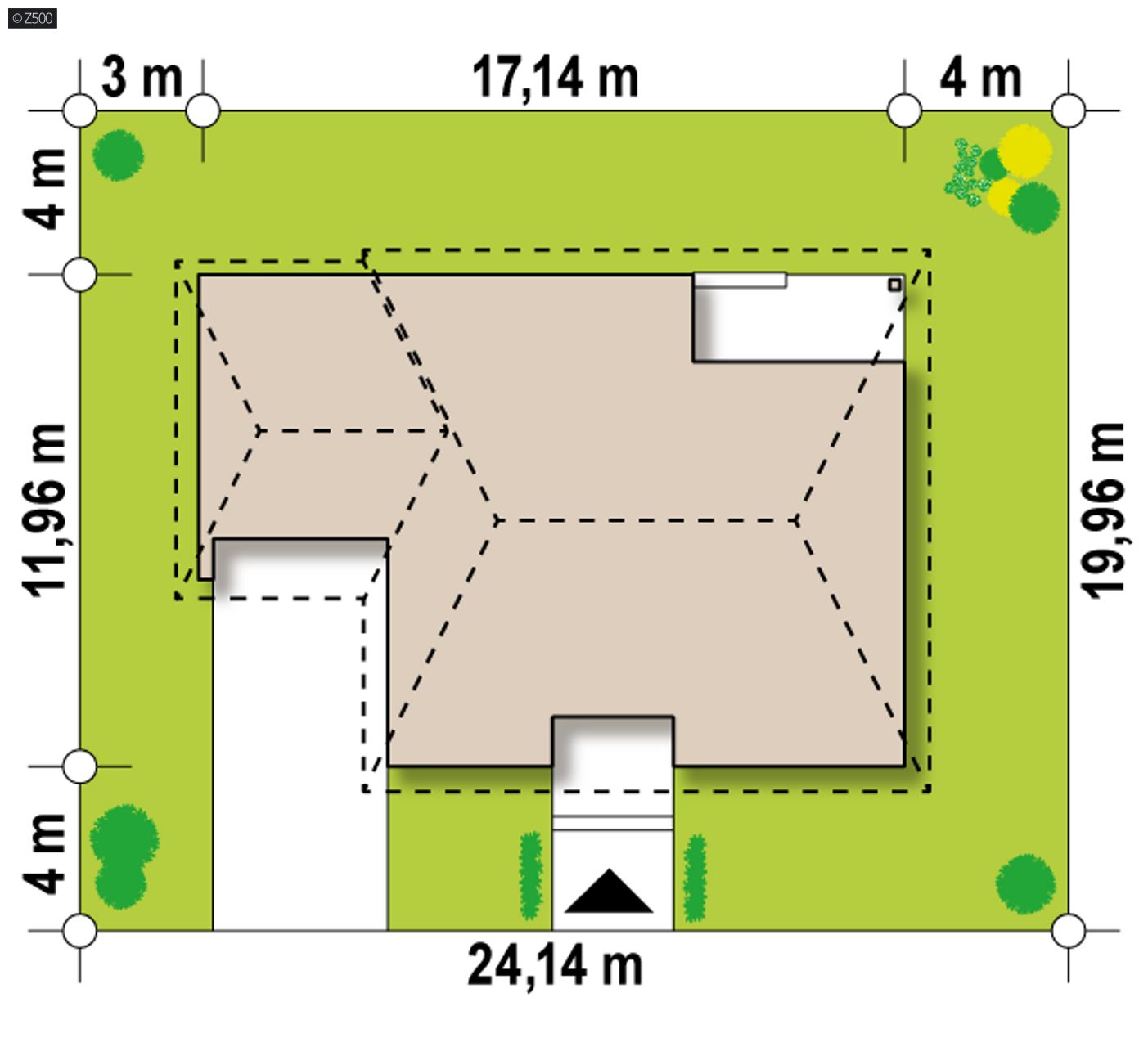 Home project  - Projekt domu z cofniętym garażem bocznym i doświetloną łazienką