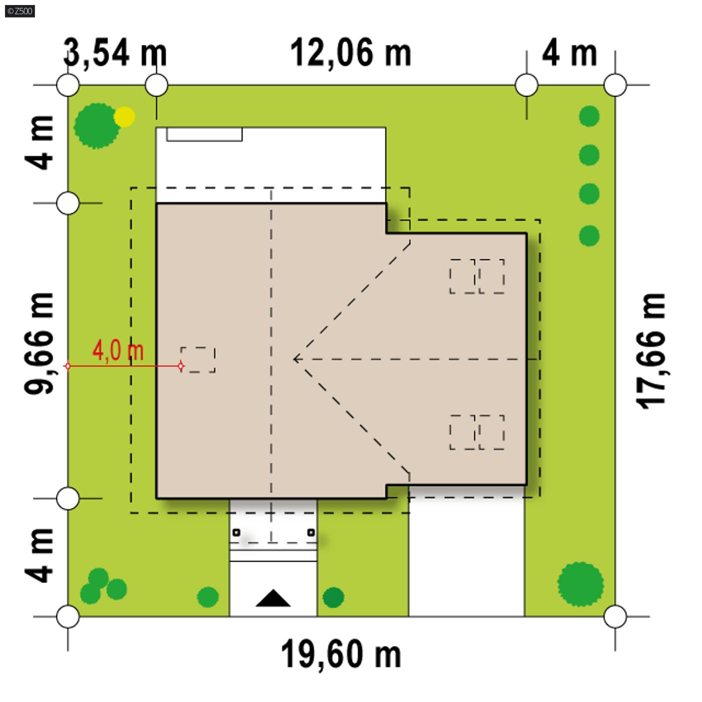 Gotowy projekt domu  - Dom z poddaszem użytkowym i garażem, duży salon, układ typu T.