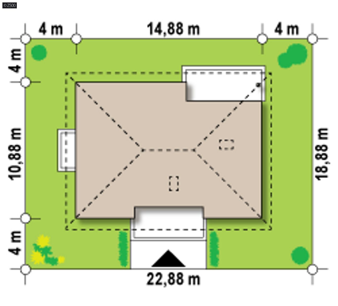Gotowy projekt domu  - lustrzane odbicie, bez garażu