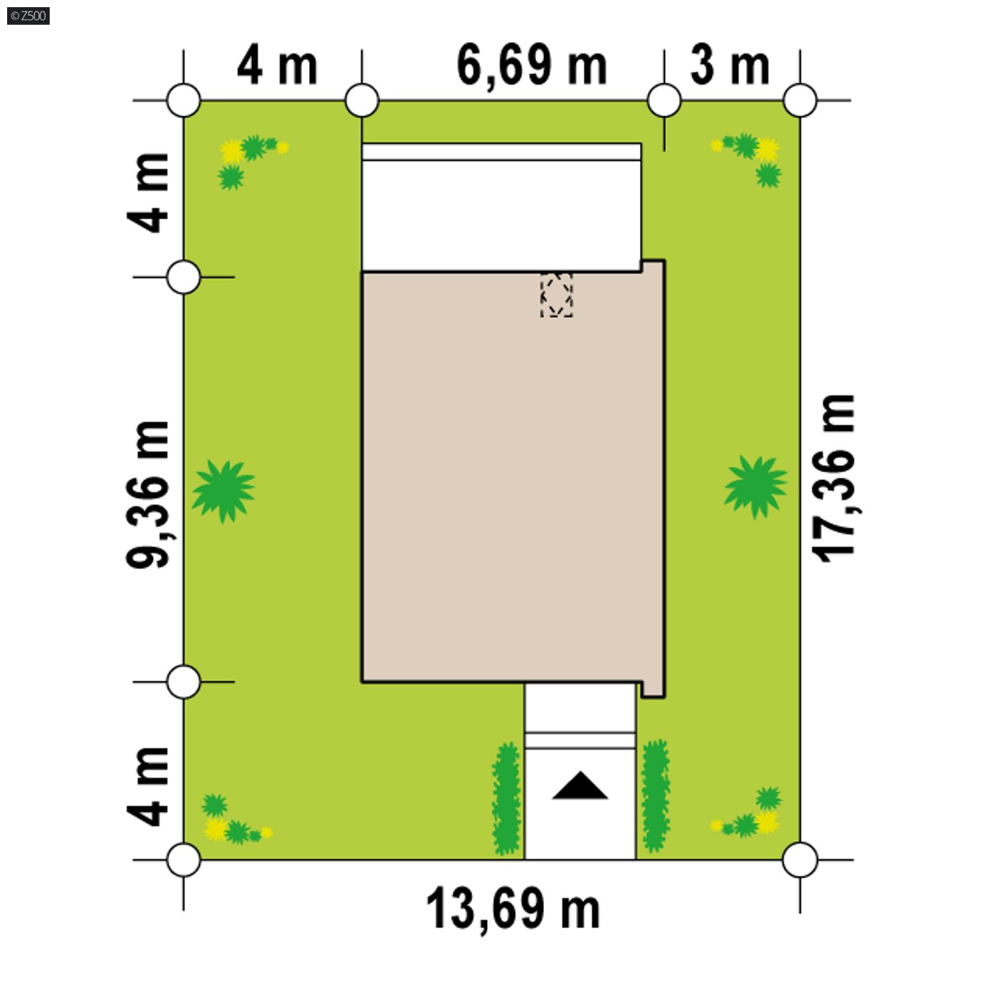 Gotowy projekt domu  - Dom do zabudowy bliźniaczej na wąską działkę. Salon, kuchnia i 3 pokoje.