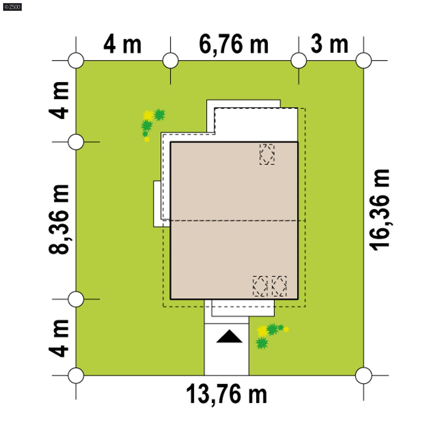 Gotowy projekt domu  - segment do zabudowy bliźniaczej z trzema sypialniami na poddaszu.