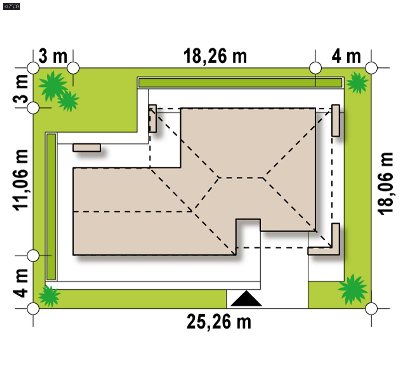 Gotowy projekt domu  - Nowoczesny dom jednorodzinny z salonem od frontu i tarasem na piętrze.