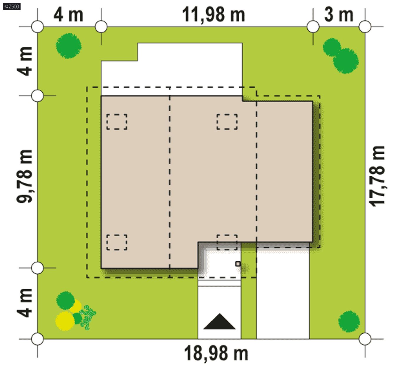 Home project  - z garażem po prawej stronie i pomieszczeniem gospodarczym