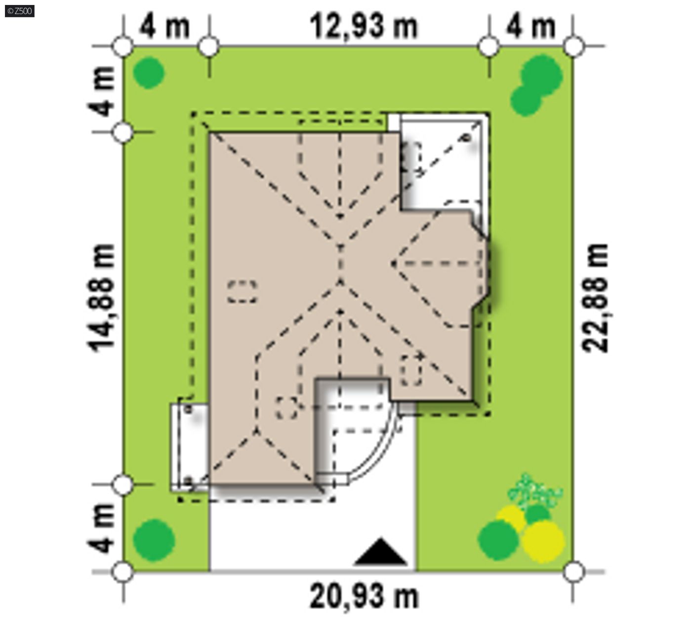 Home project  - w technologii murowanej z balkonem w wykuszu