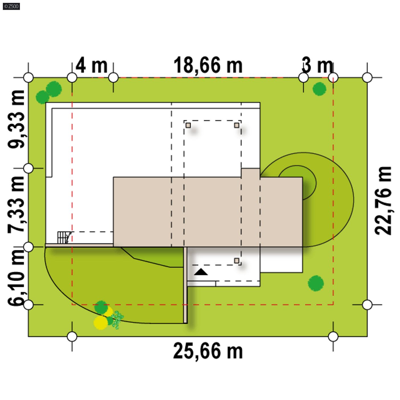 Gotowy projekt domu  - Nowoczesny dom piętrowy z zielonymi tarasami oraz dużymi przeszkleniami.
