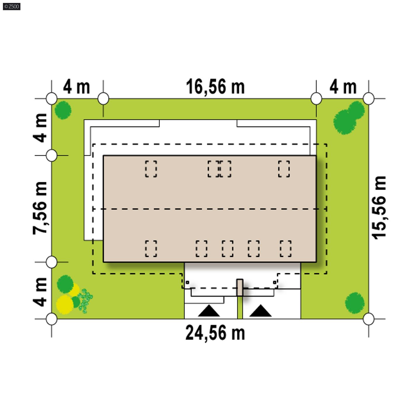 Gotowy projekt domu  - Wersja projektu ze stropem drewnianym, bez balkonów, bez zadaszenia nad tarasem.