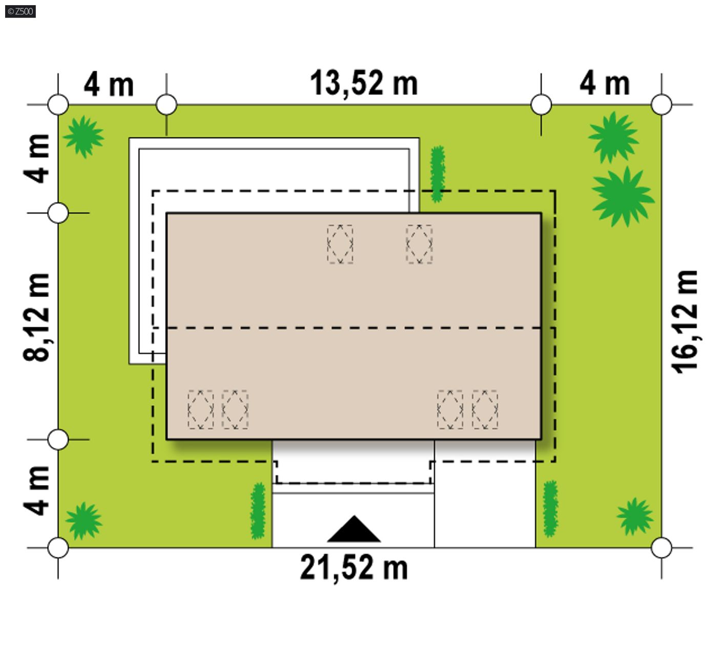 Gotowy projekt domu  - Dom z z dachem dwuspadowym, poddaszem i garażem oraz płytą fundamentową.