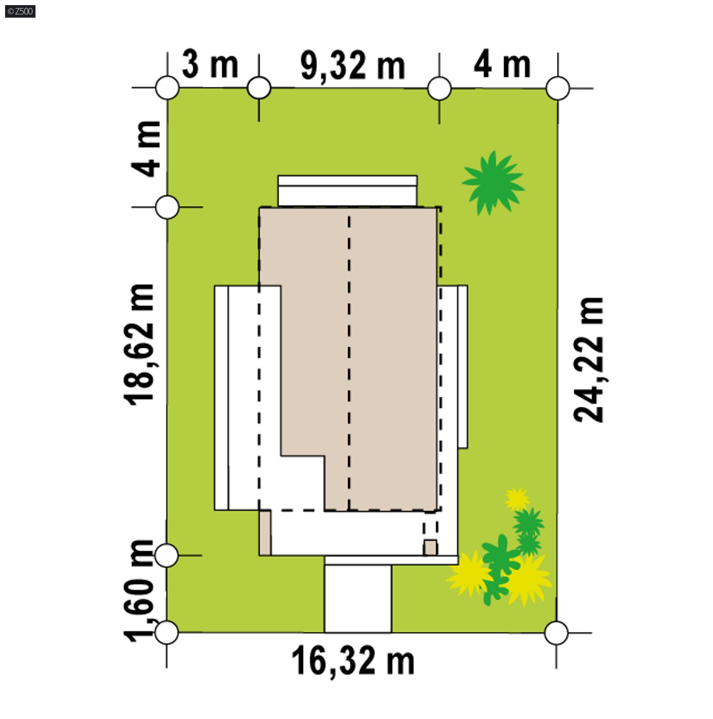 Gotowy projekt domu  - Nowoczesny dom parterowy z dwoma sypialniami oraz zadaszeniem na samochód.