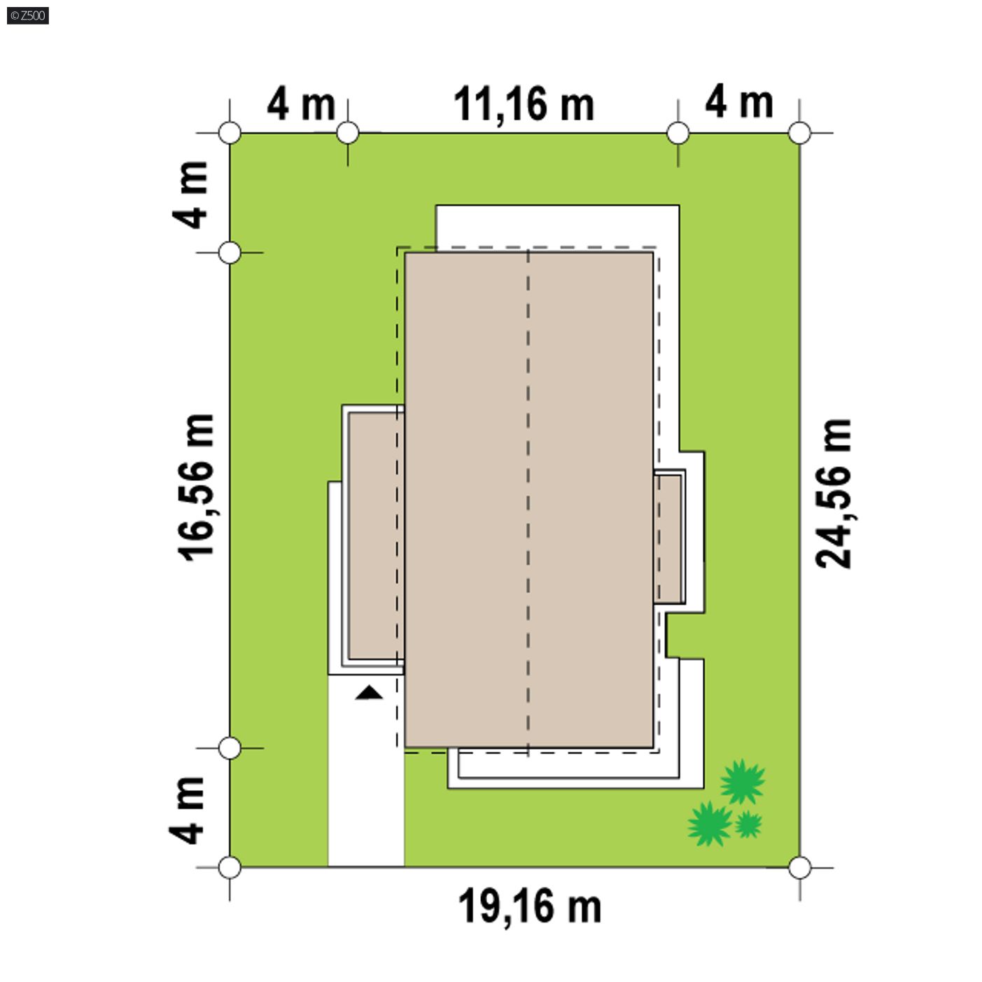 Gotowy projekt domu  - Dom parterowy, z dachem płaskim. Idealny na wąska dzialkę.
