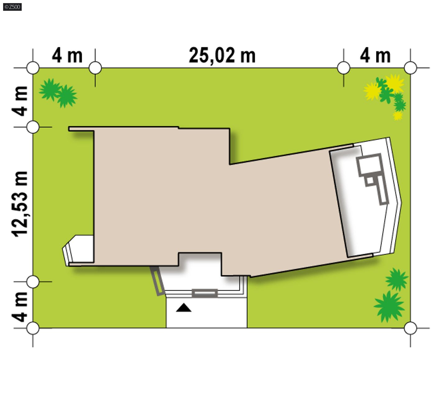 Gotowy projekt domu  - Wersja z piętrem i garażem dwustanowiskowym w bryle.