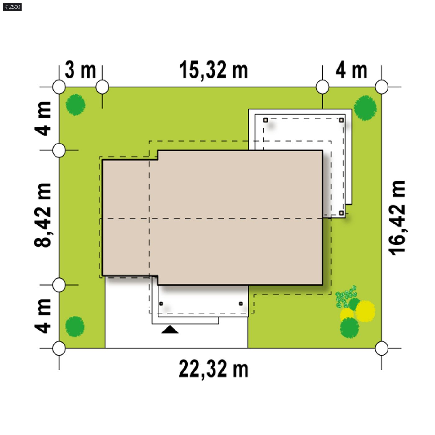Gotowy projekt domu  - Projekt małego domu (ok. 80m2) parterowego z garażem; szybki i tani w budowie.