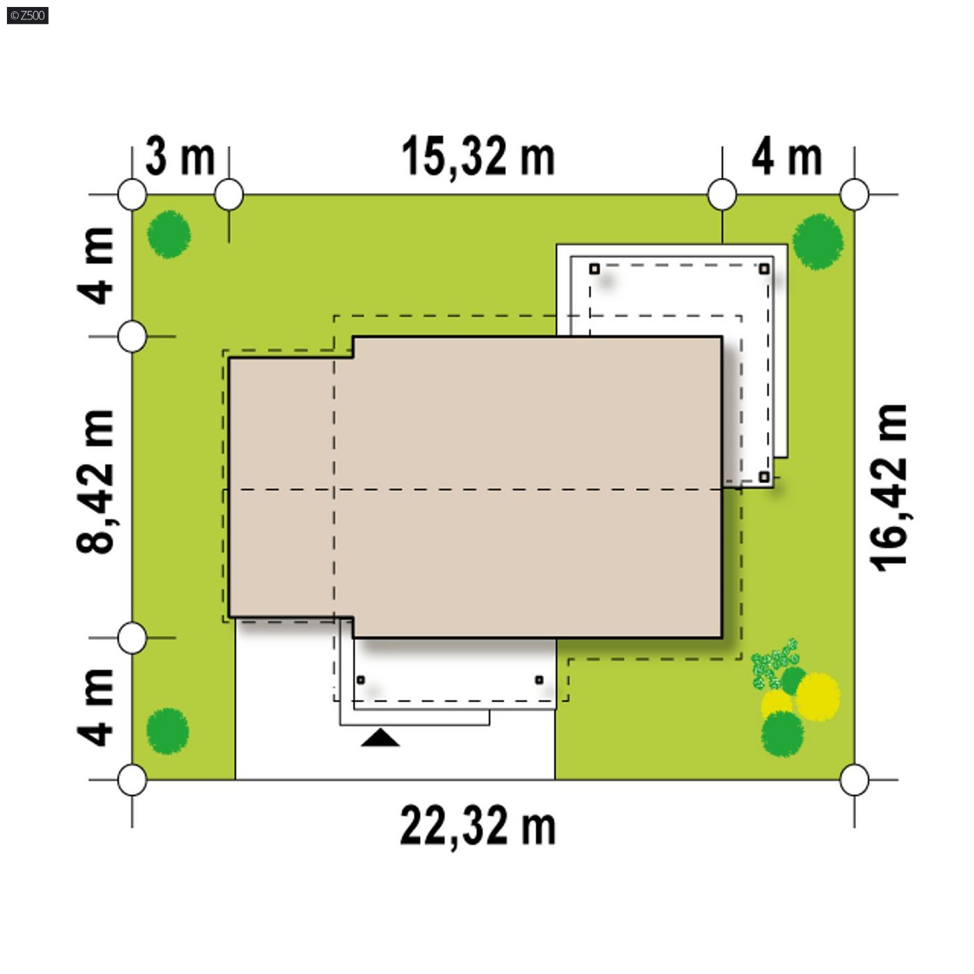 Namo projektas  - Projekt małego domu (ok. 80m2) parterowego z garażem; szybki i tani w budowie.