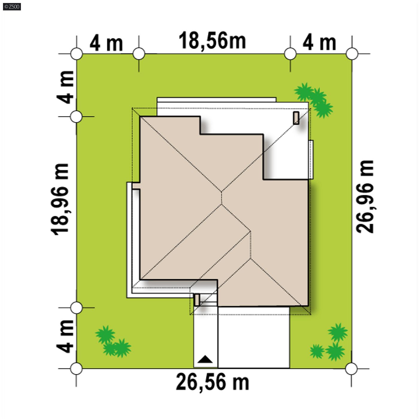 Gotowy projekt domu  - Wariant z powiększoną strefą dzienną i garażem, z kątem nachylenia dachu 30 st.