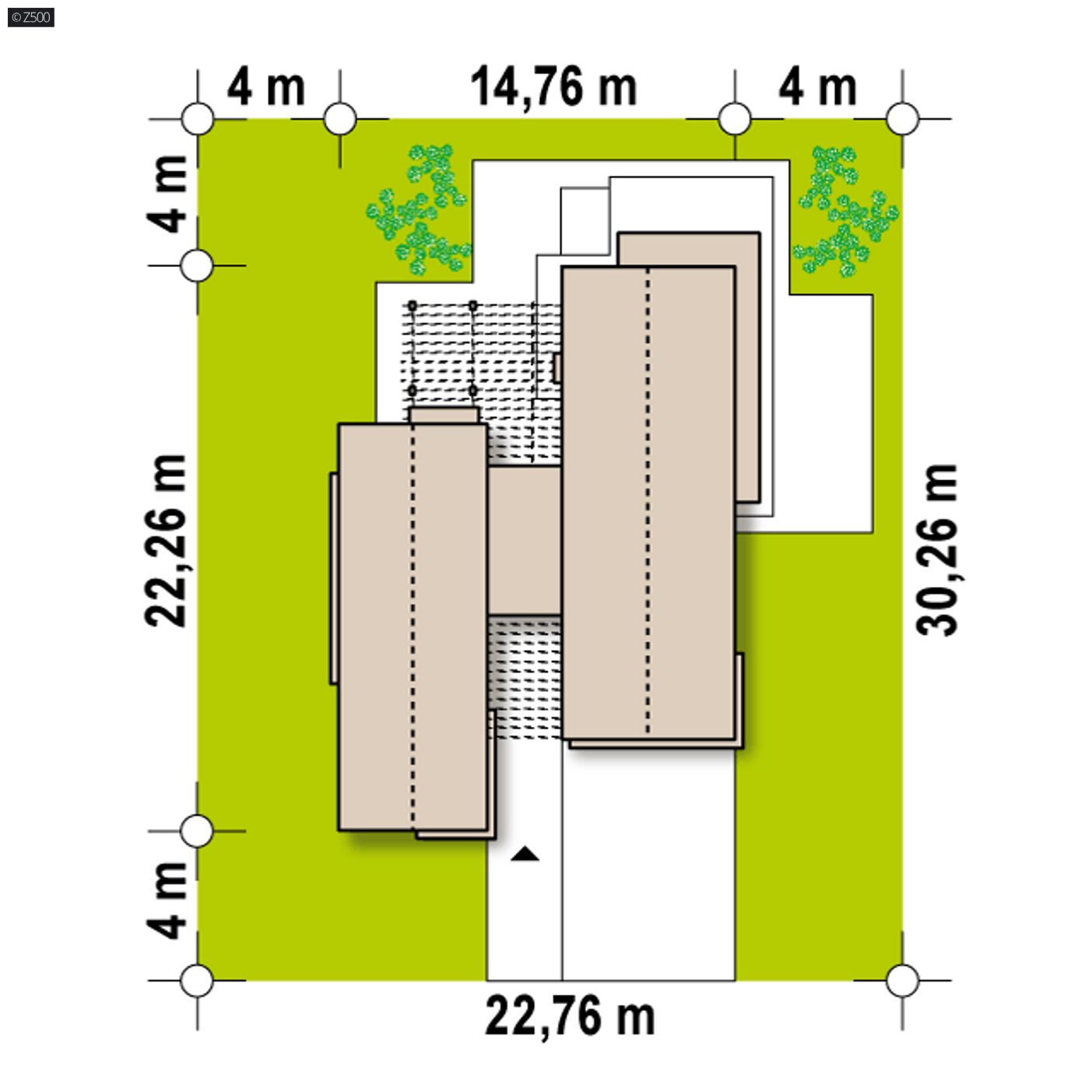 Gotowy projekt domu  - Powiększony wariant z garażem jednostanowiskowym