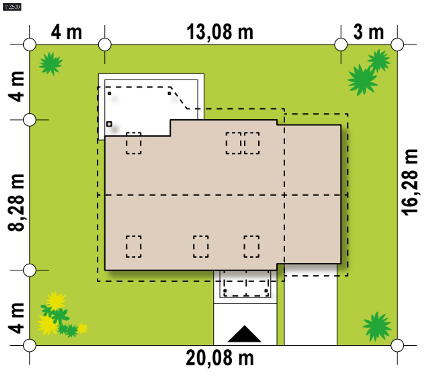 Gotowy projekt domu  - z garażem jednostanowiskowym z prawej strony