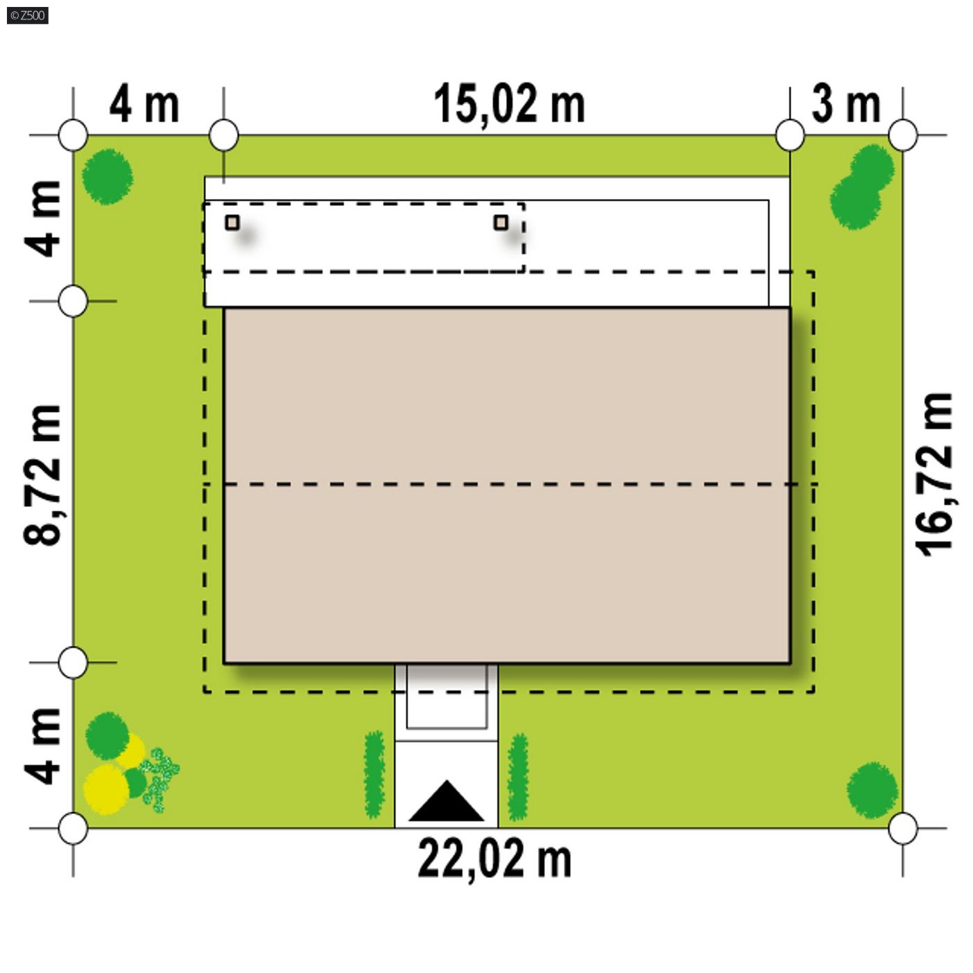 Mājas projekts  - Wariant Z376 z kątem nachylenia dachu 35 stopni, 4 sypialniami do 110m2.