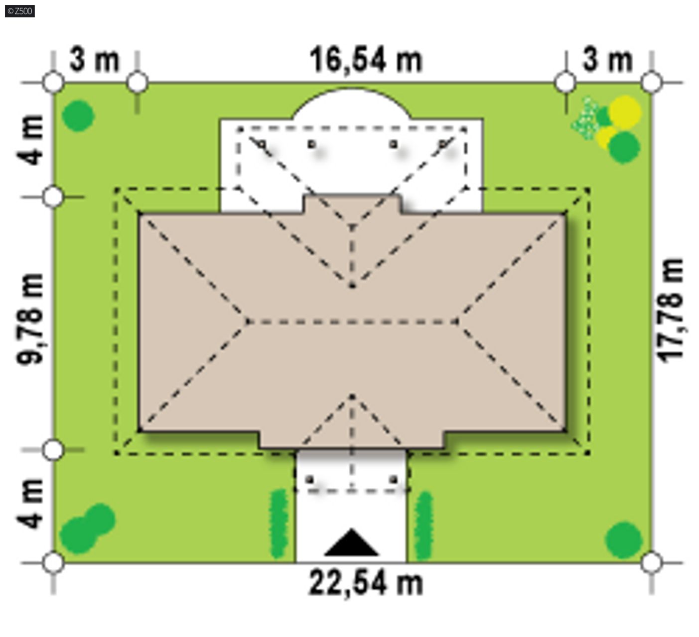 Home project  - Parterowy dom o symetrycznym układzie wejścia z kopertowym dachem.