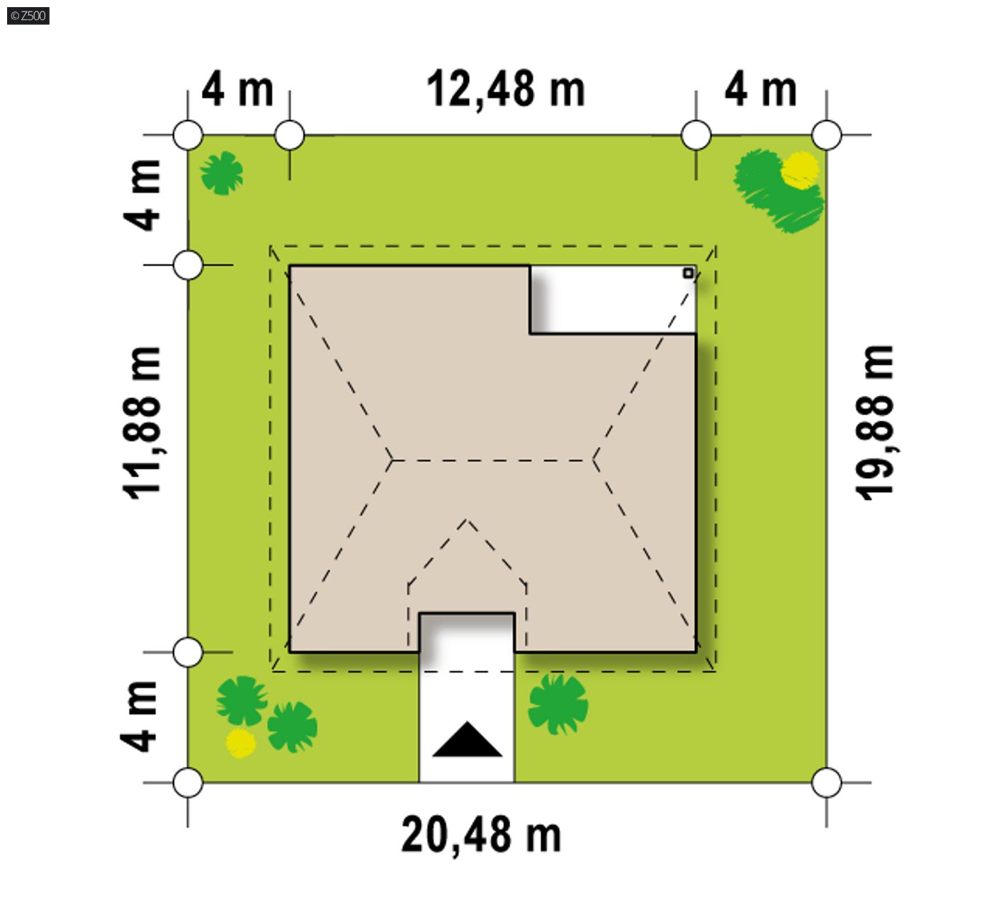 Gotowy projekt domu  - z lukarną i balkonem