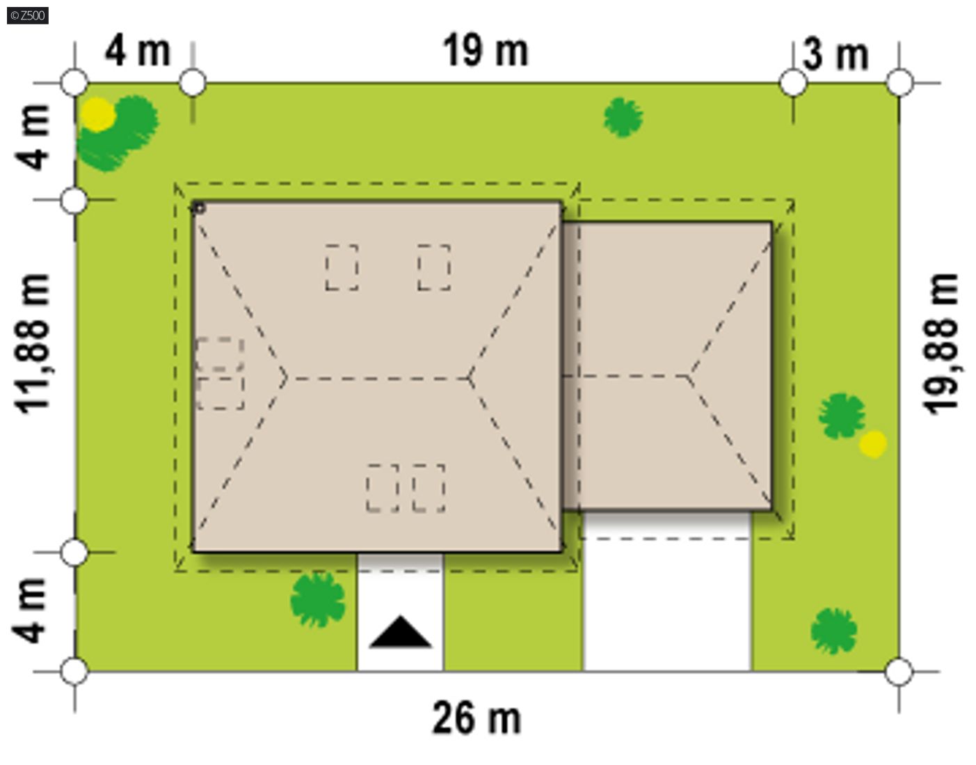 Home project  - z garażem dwustanowiskowym z prawej strony