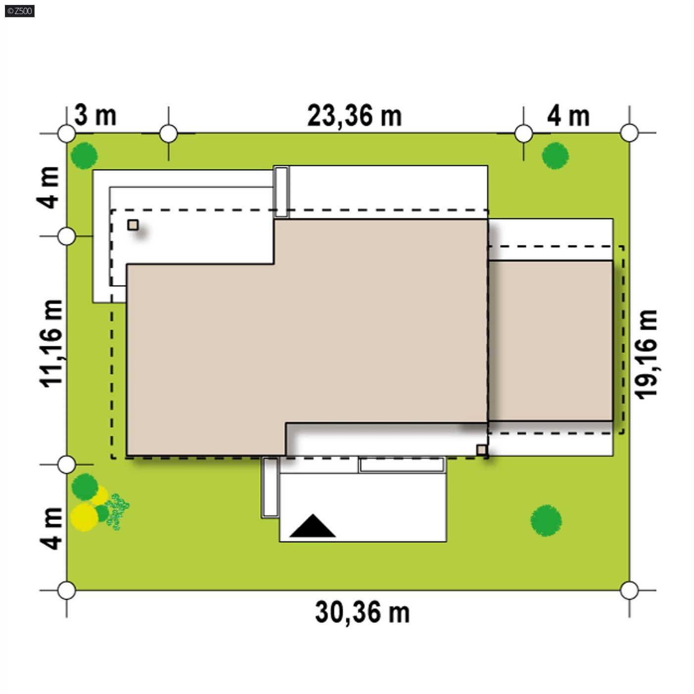 Mājas projekts  - Wariant z garażem dwustanowiskowym