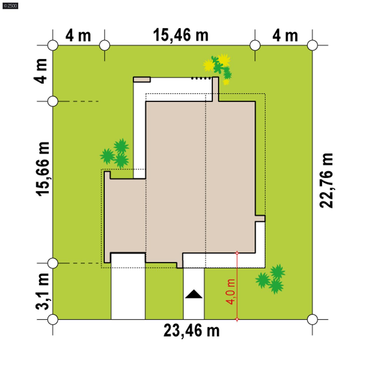 Gotowy projekt domu  - Wariant projektu Z458 ze zmienionym układem i stropem monolitycznym