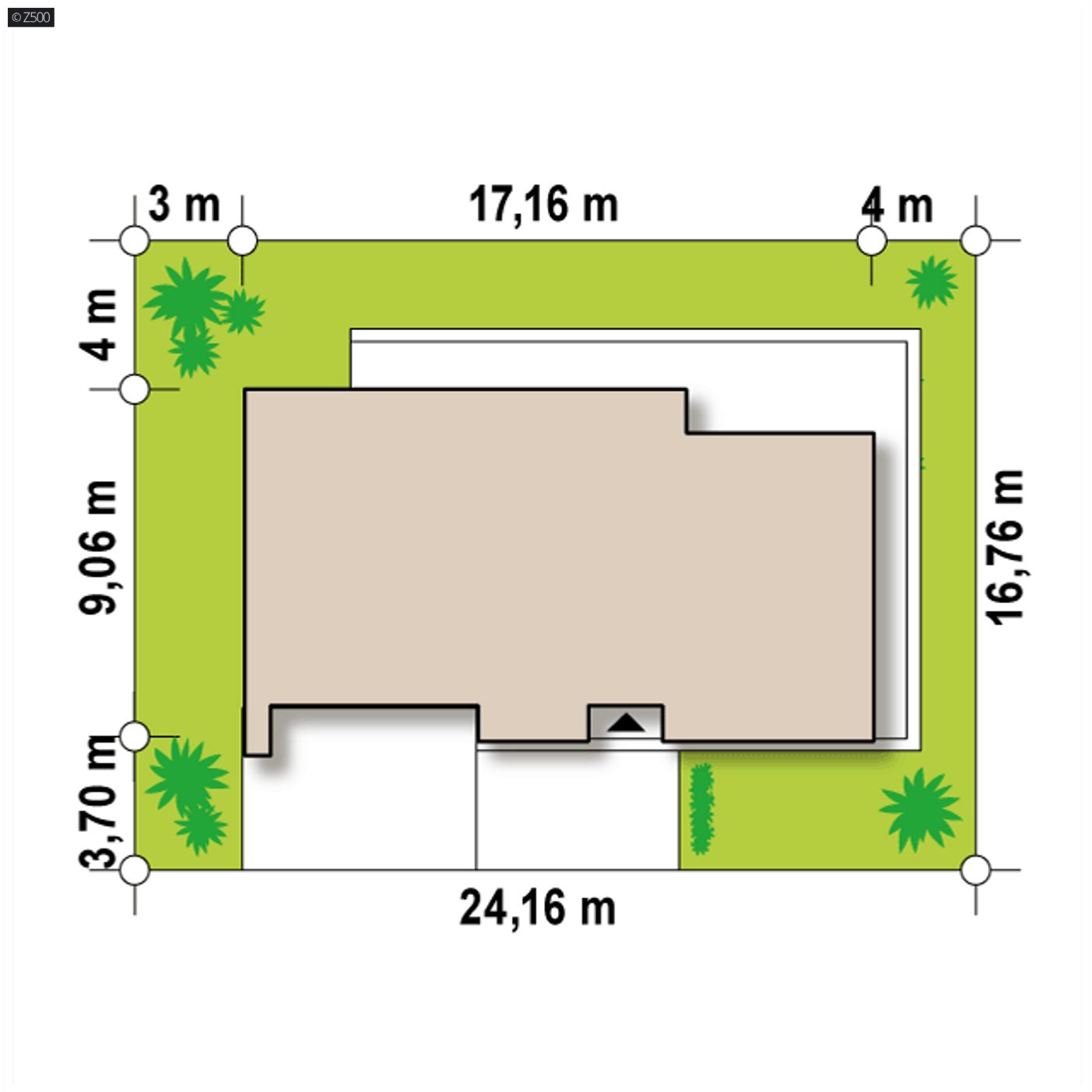 Gotowy projekt domu  - Powiększony wariant domu z płaskim dachem i garażem dwustanowiskowym.