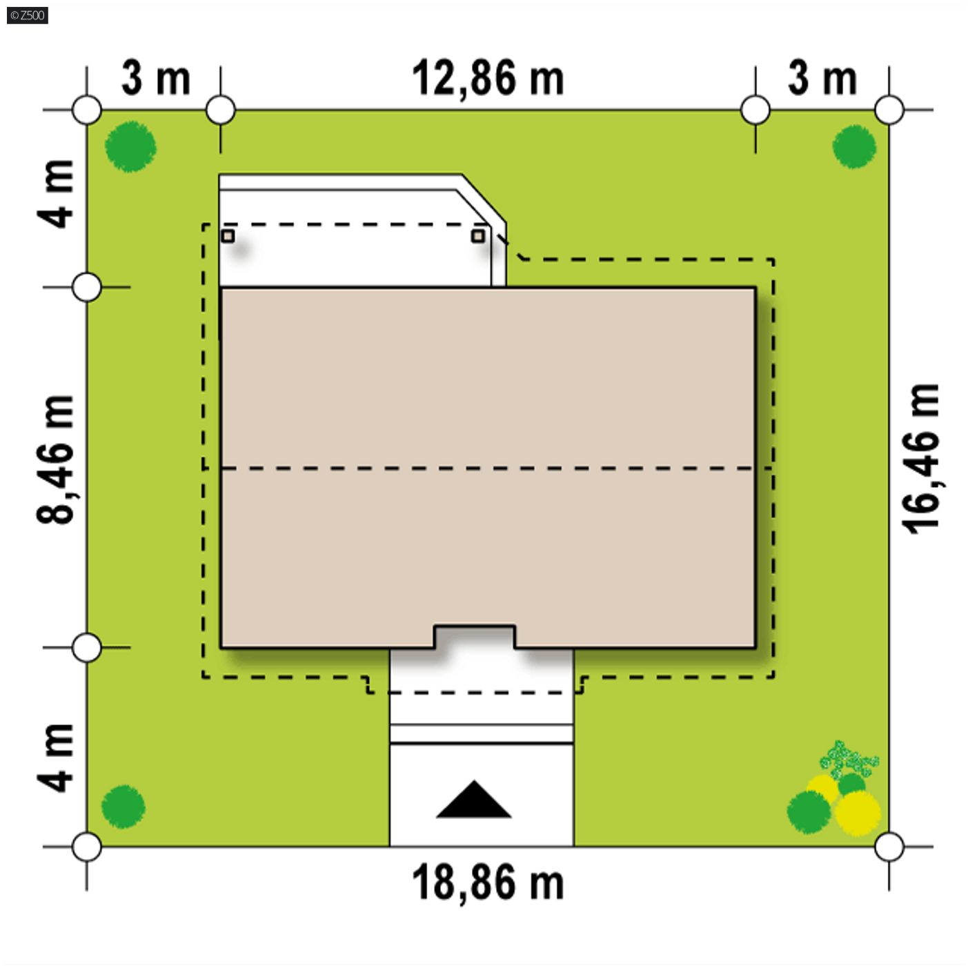 Gotowy projekt domu  - Powiększony wariant projektu z kątem nachylenia dachu 35 st.