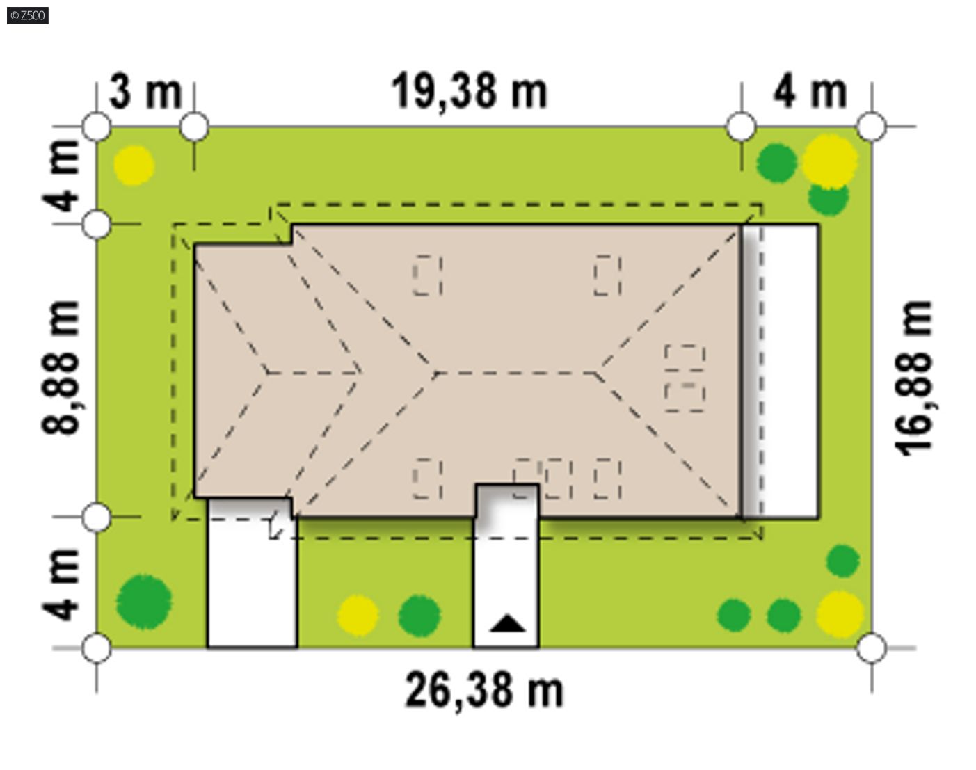 Gotowy projekt domu  - z powiększonym garażem