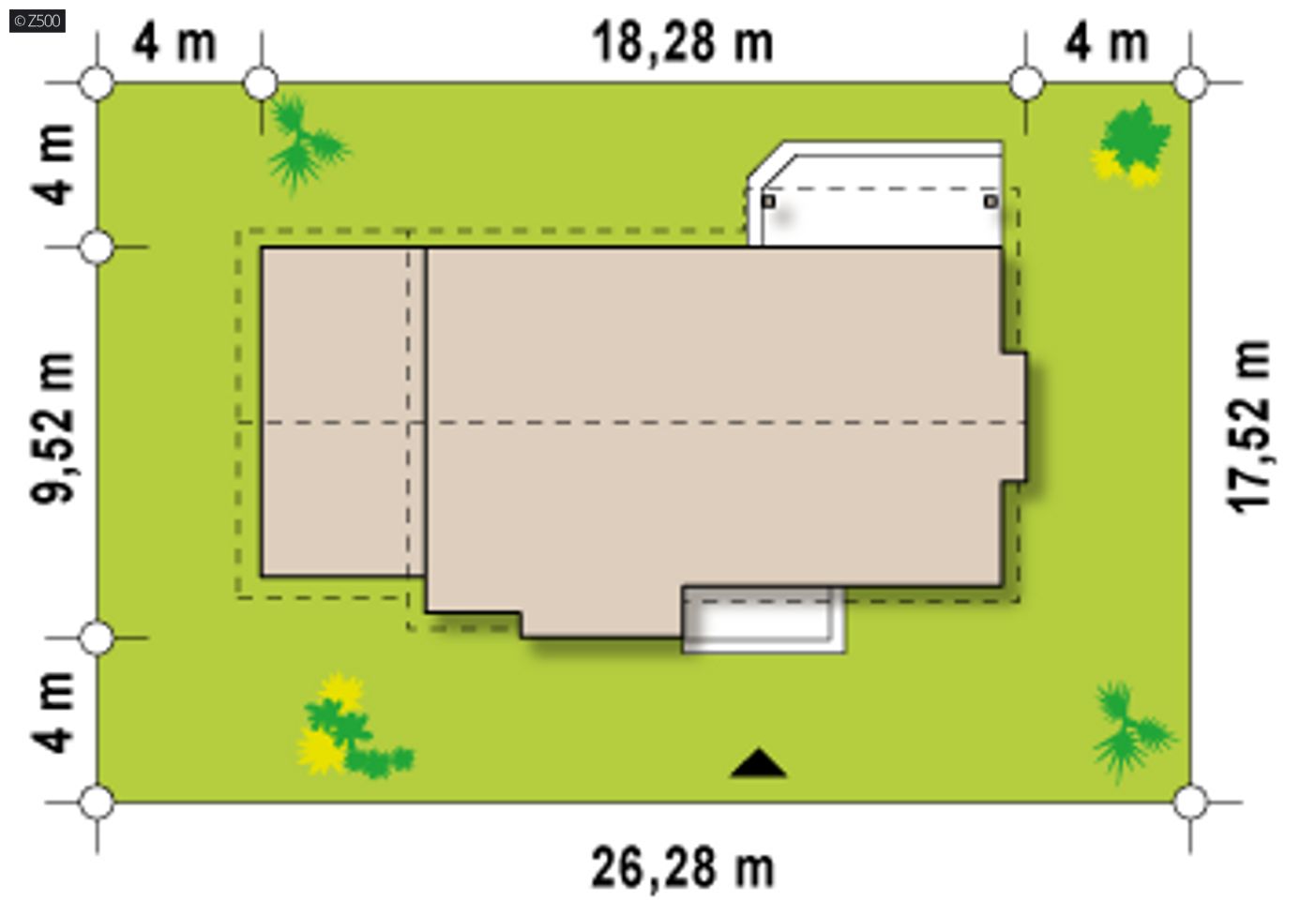 Home project  - Parterowy dom z nowoczesnym wykuszem i garażem jednostanowiskowym.