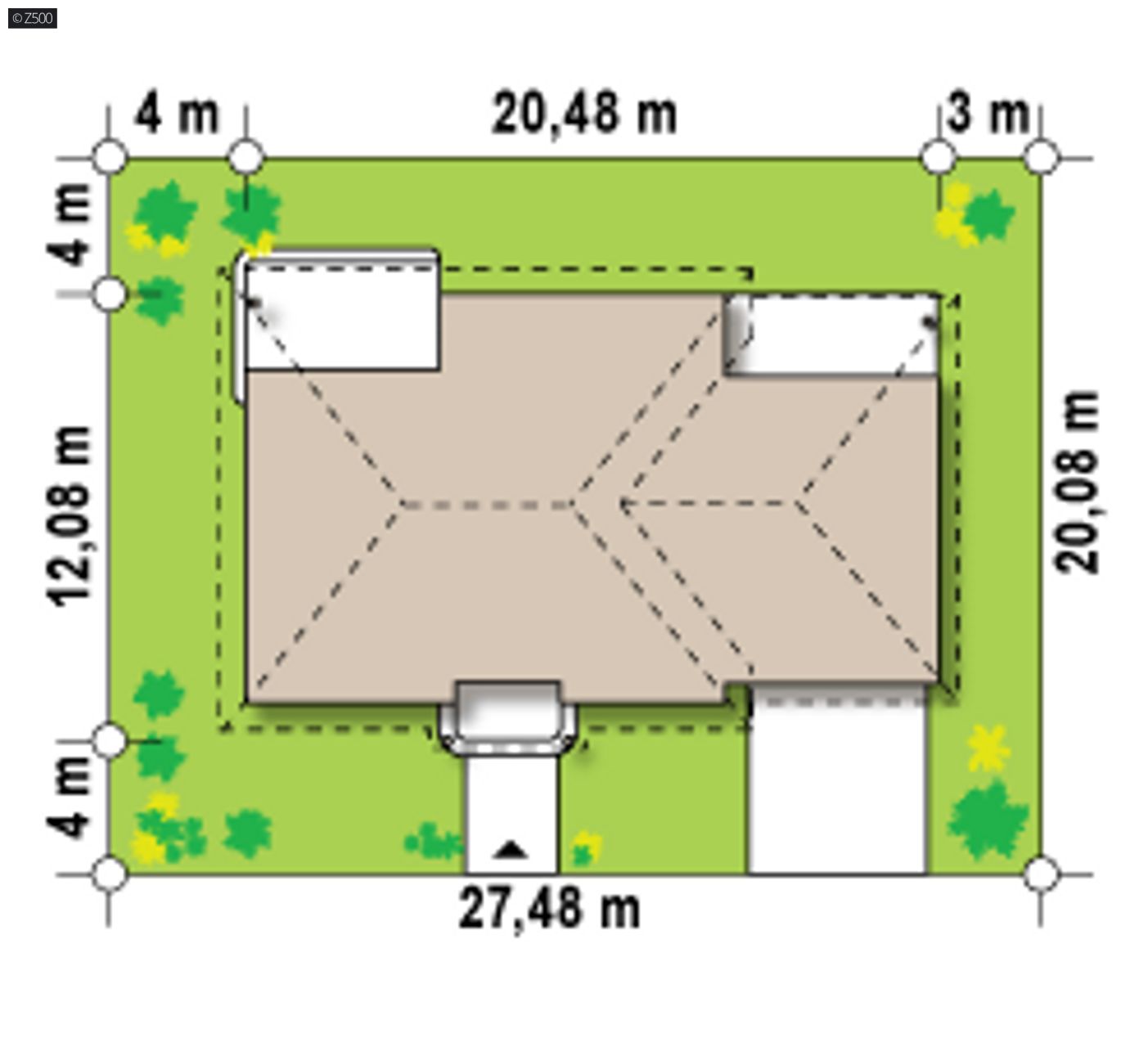 Gotowy projekt domu  - Wersja Z86 ze zmienionym rozkładem pomieszczeń