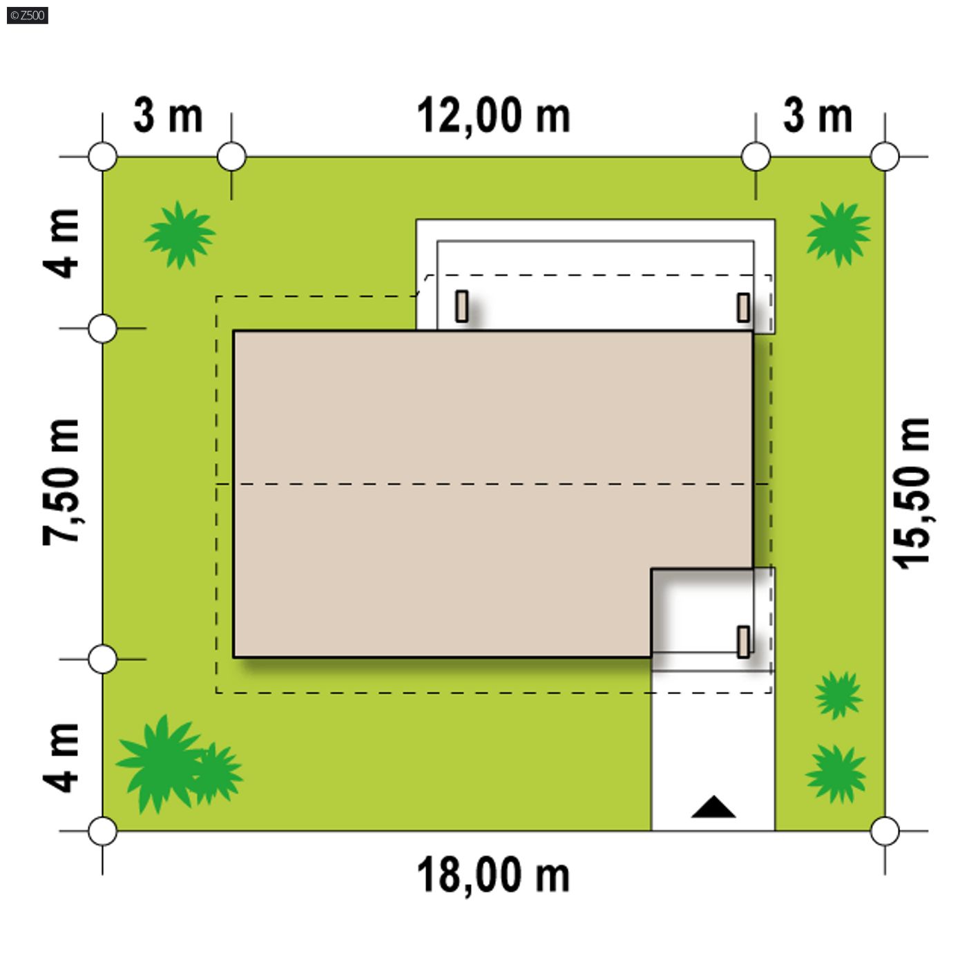 Gotowy projekt domu  - Parterowy dom, z dużym pomieszczeniem gospodarczym i 2 sypialniami