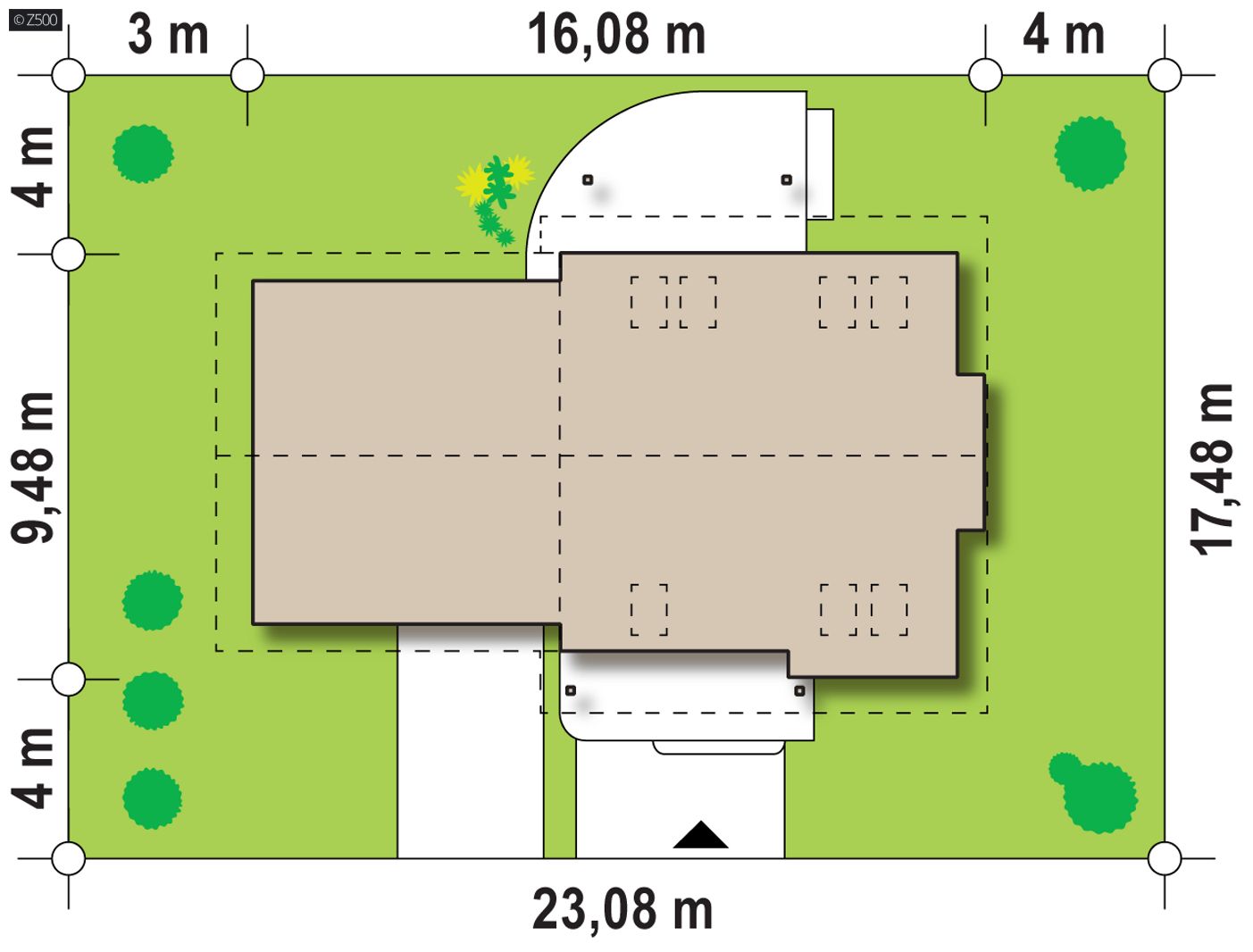 Gotowy projekt domu  - z garażem dwustanowiskowym