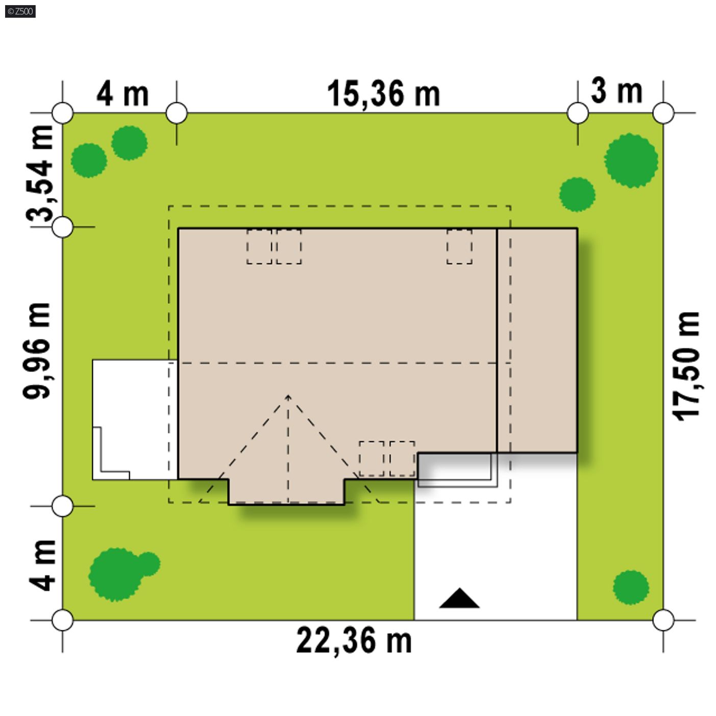 Gotowy projekt domu  - z garażem jednostanowiskowym i tarasem