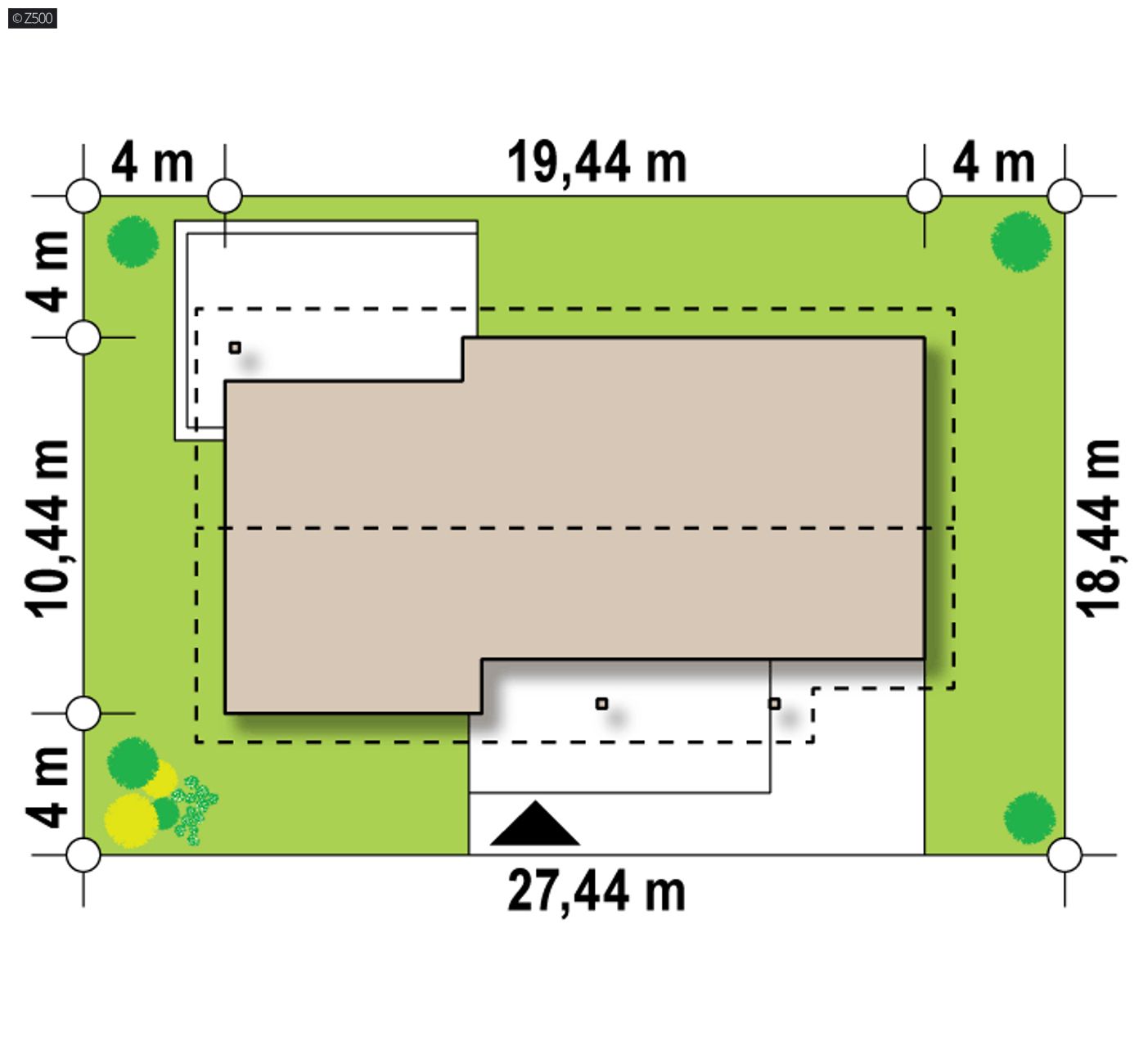 Gotowy projekt domu  - garaż jednostanowiskowy po prawej stronie