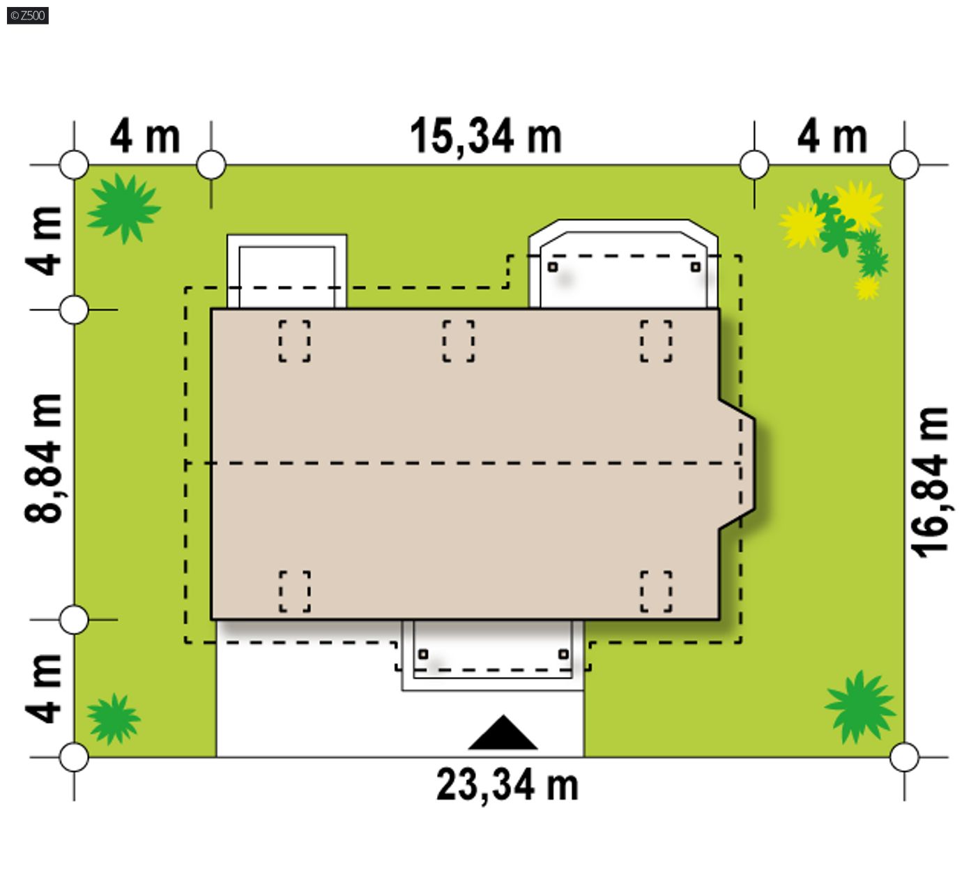 Home project  - Wersja projektu  Z178 powiększona o 150cm, z podwyższoną ścianką kolankową oraz ogrzewaniem na eko-groszek