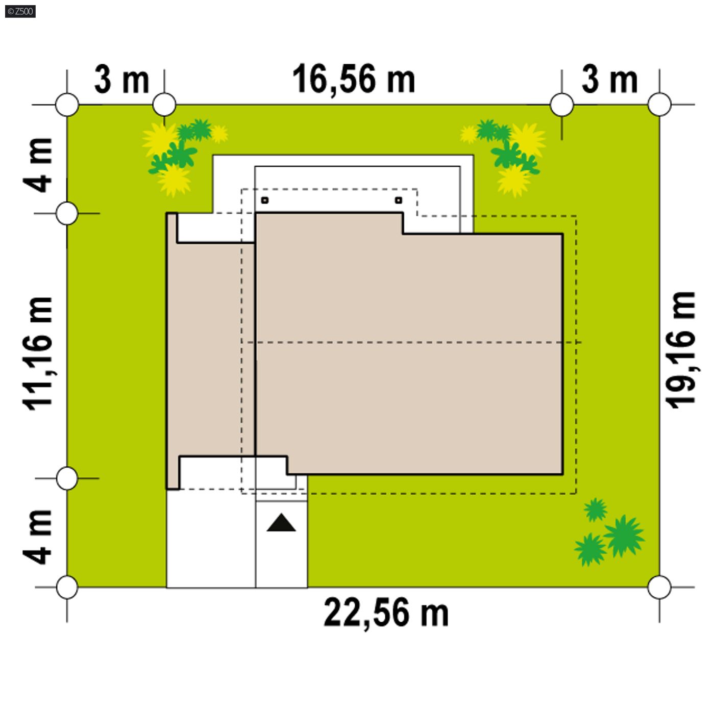 Home project  - Z garażem jednostanowiskowym z lewej strony i dachem pulpitowym nad nim.