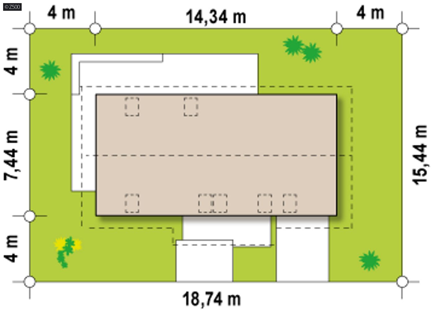 Home project  - Wersja z garażem jednostanowiskowym z prawej strony oraz dodatkowym pokojem na poddaszu.