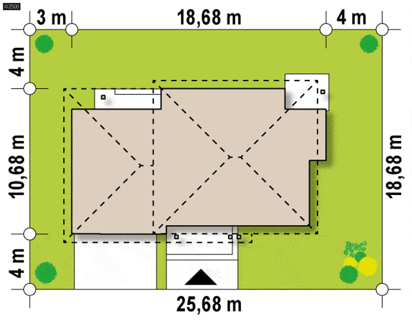 Gotowy projekt domu  - z garażem 2 stanowiskowym z lewej strony