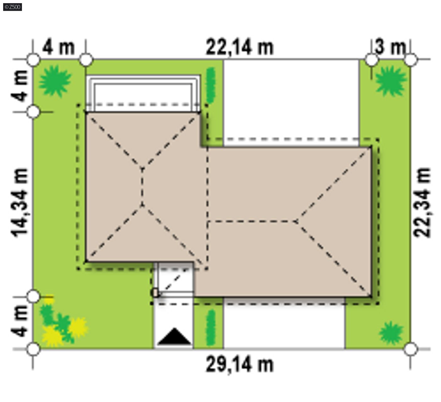 Home project  - odbicie lustrzane z garażem przeznaczonym na usługi