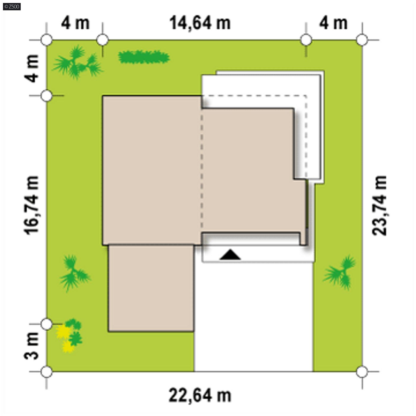 Gotowy projekt domu  - z garażem dwustanowiskowym po lewej 