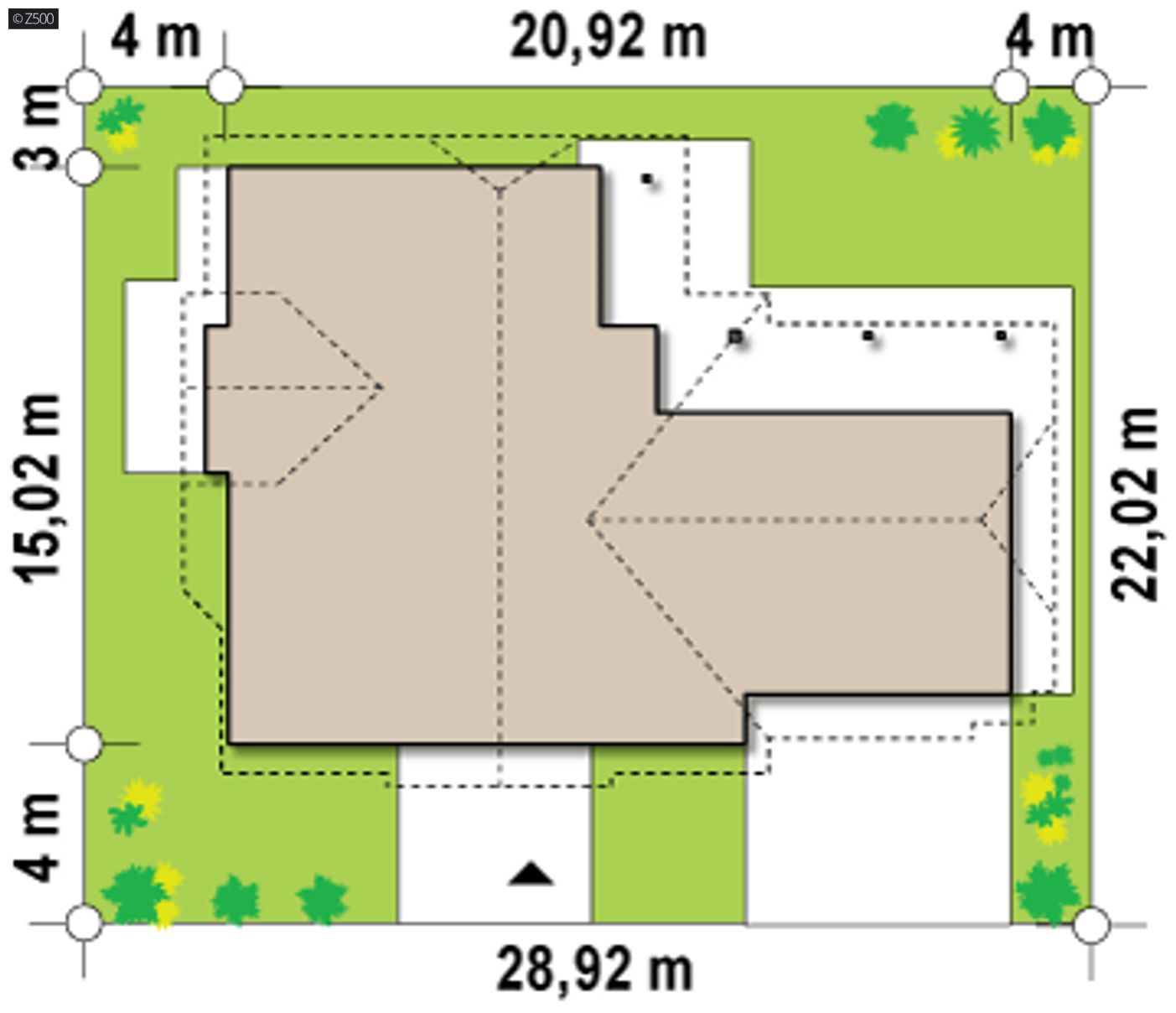 Home project  - Rezydencja z wygodnym wnętrzem, wysoką ścianką kolankową i garażem na dwa auta.