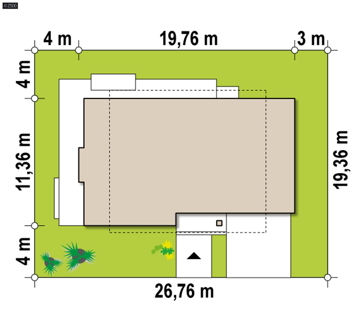 Gotowy projekt domu  - z garażem dwustanowiskowym.