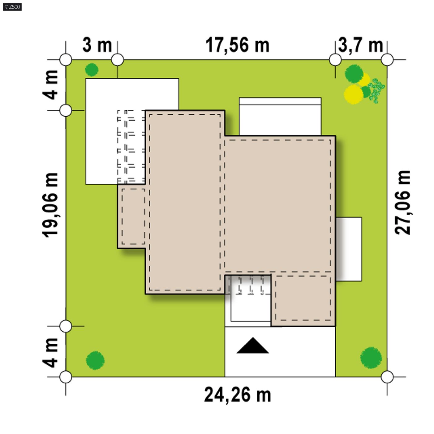Gotowy projekt domu  - z garażem dwustanowiskowym po prawej stronie